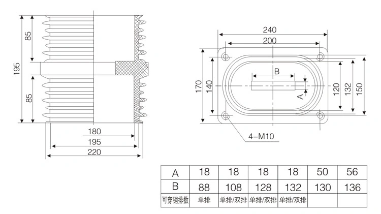 TG3-10Q/140X200 Wall Bushing