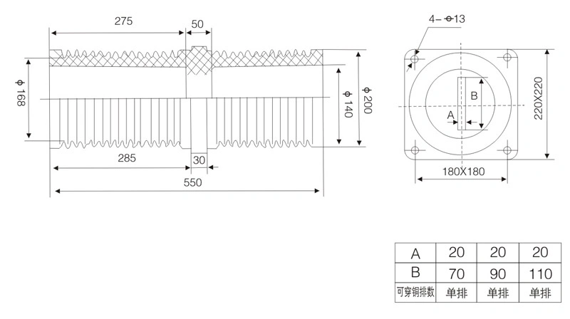 TG3-35Q/180X180 Wall Bushing