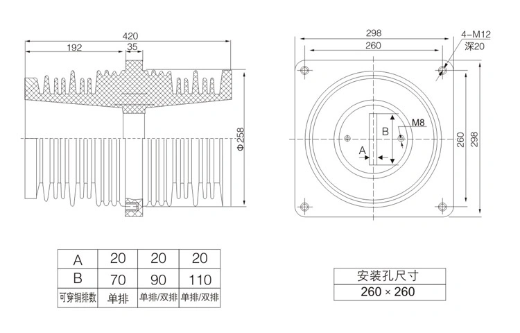 TG3-35Q/260X260 260X420 Wall Bushing (With Shielding)