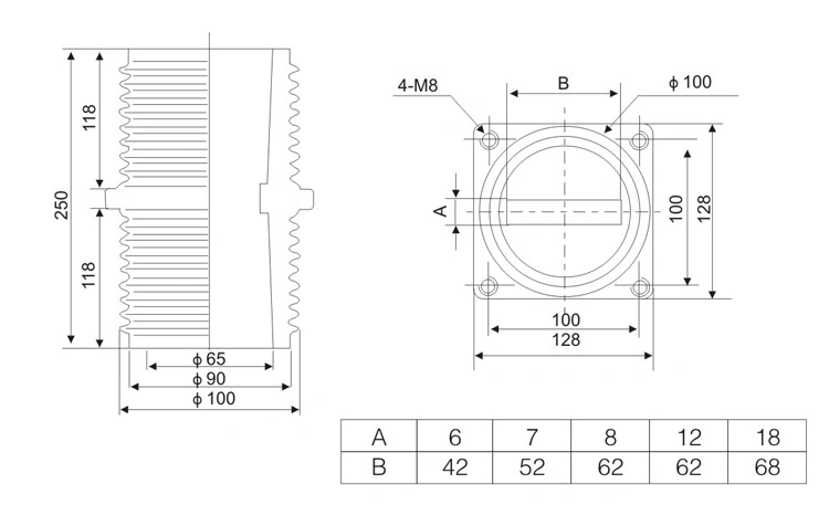 TG4-10Q/128 (100X100) Wall Bushing