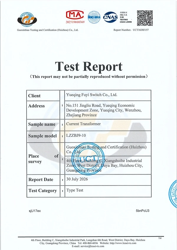 Fuyi Switch LZZBJ9-10 Current Transformer Passed IEC 61869 Type Tests